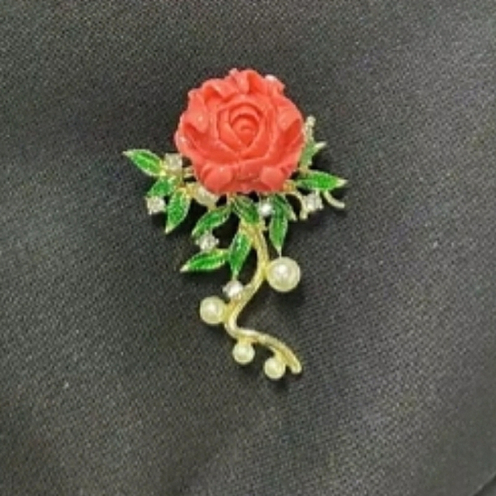 Pink Rose Brooch Pin